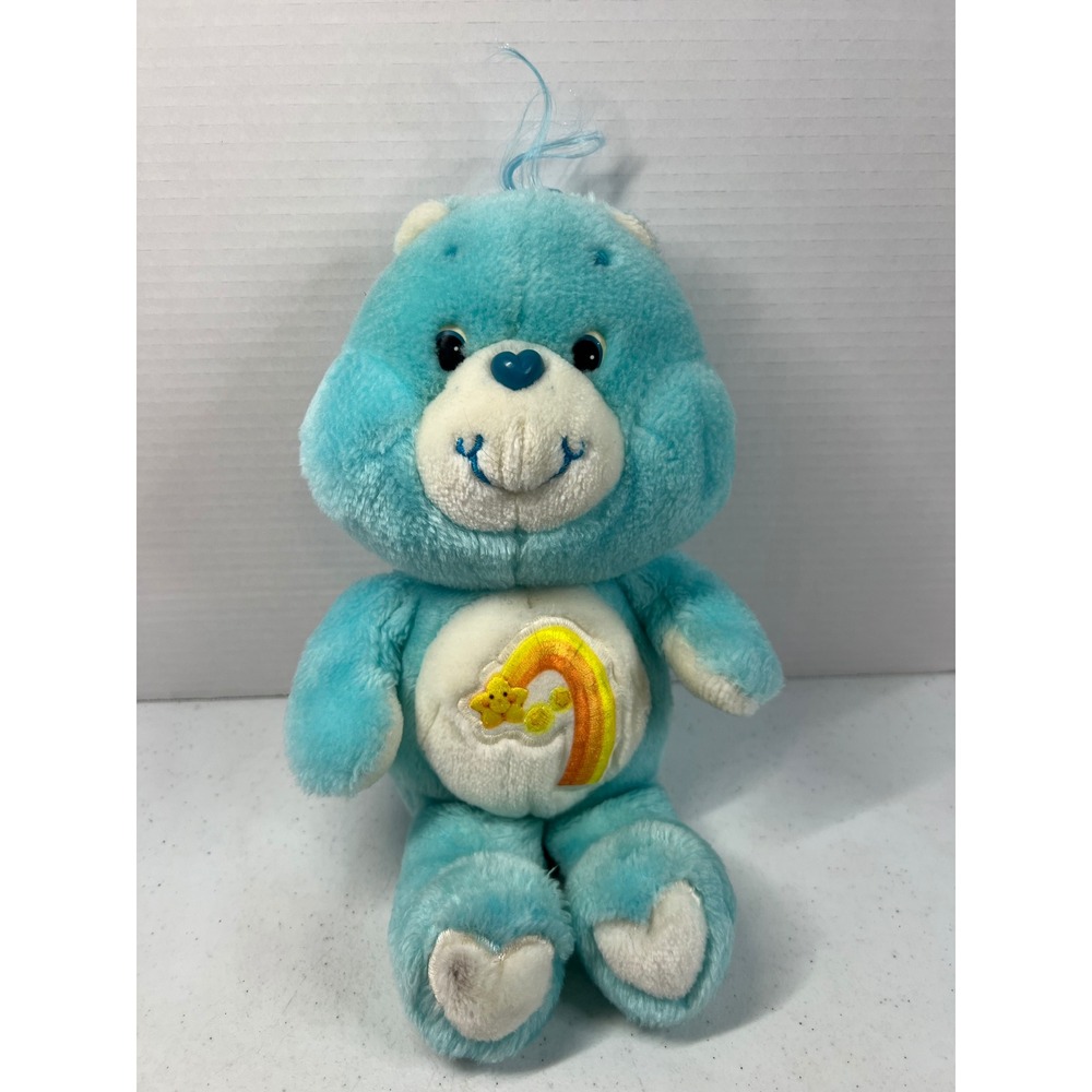 Vintage 1983 Kenner Care Bears Wish Bear Plush Aqua Blue Shooting Star 13 Inch